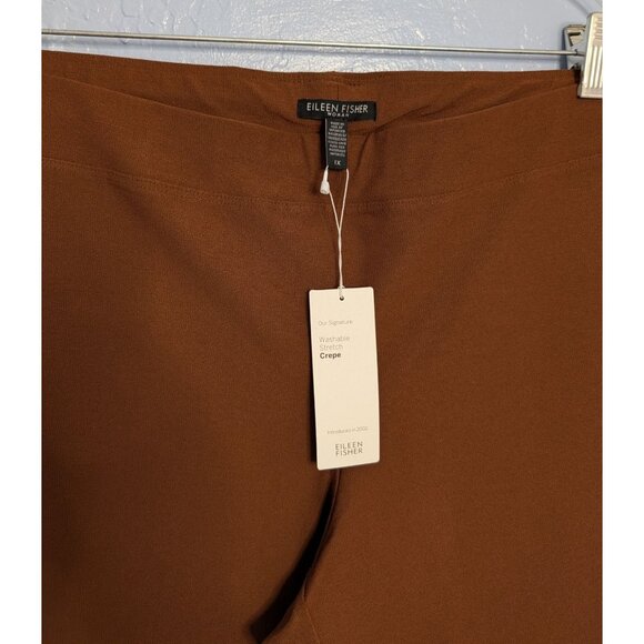 Eileen Fisher Womans Slim Ankle Pants Nutmeg 1X Washable Stretch Crepe Knit NWT - Picture 9 of 16